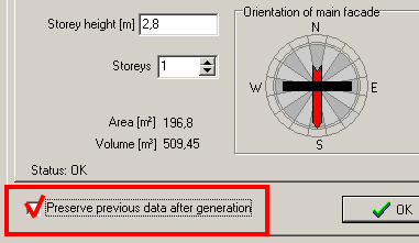 Check box to preserve previous data